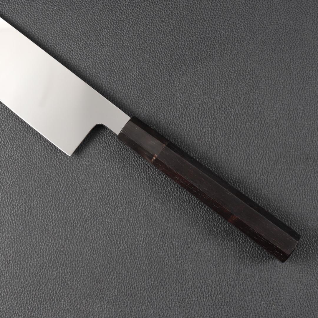 10891 三徳包丁 7寸 鏡面仕上げ 家庭用 業務用 両刃 黒檀黒水牛角八角柄