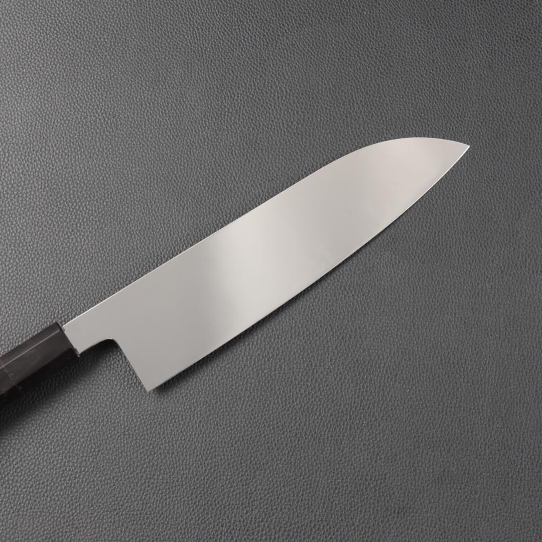 10891 三徳包丁 7寸 鏡面仕上げ 家庭用 業務用 両刃 黒檀黒水牛角八角柄
