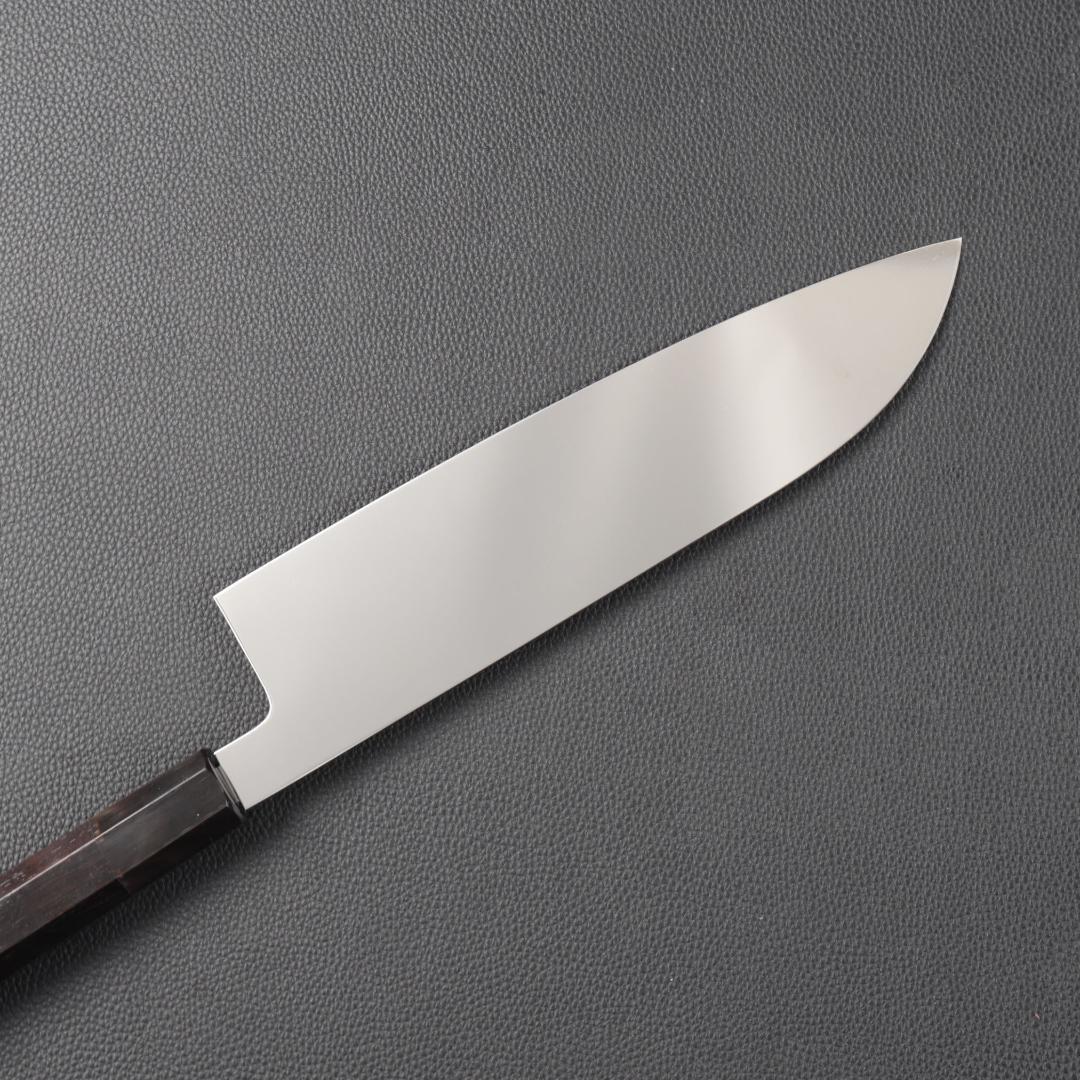 10891 三徳包丁 7寸 鏡面仕上げ 家庭用 業務用 両刃 黒檀黒水牛角八角柄