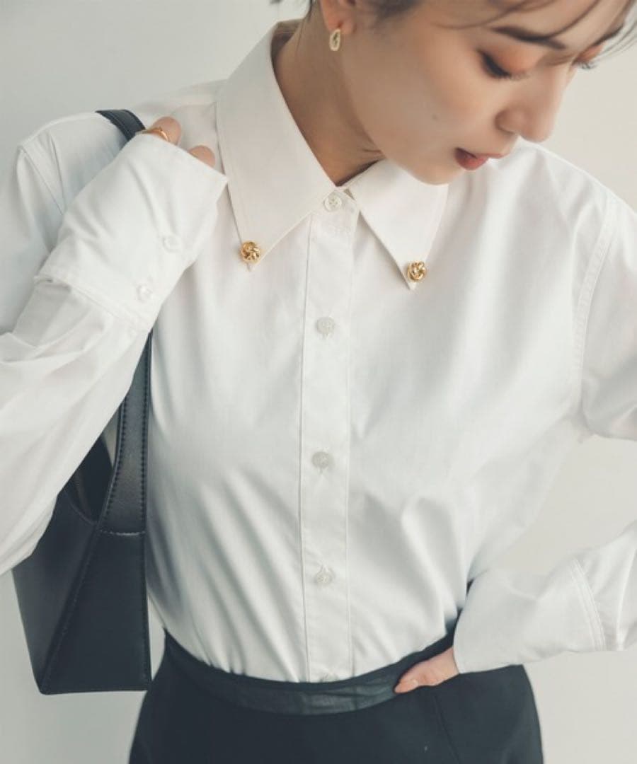 anuans アクセディティールシャツ　ホワイト