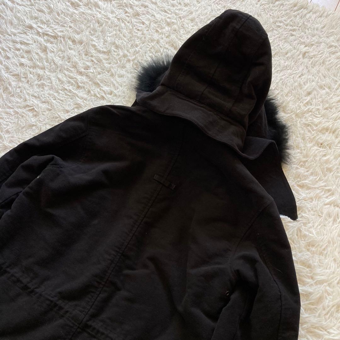 NO ID. ノーアイディー モッズコート 2 ブラック ライナー付 ファー