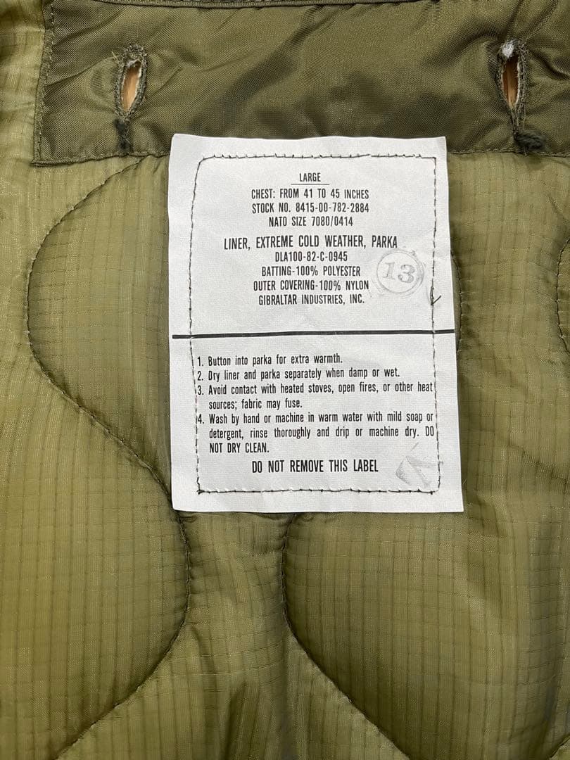 DEAD STOCK 米軍実物 70s M65 フィッシュテール フルセット L