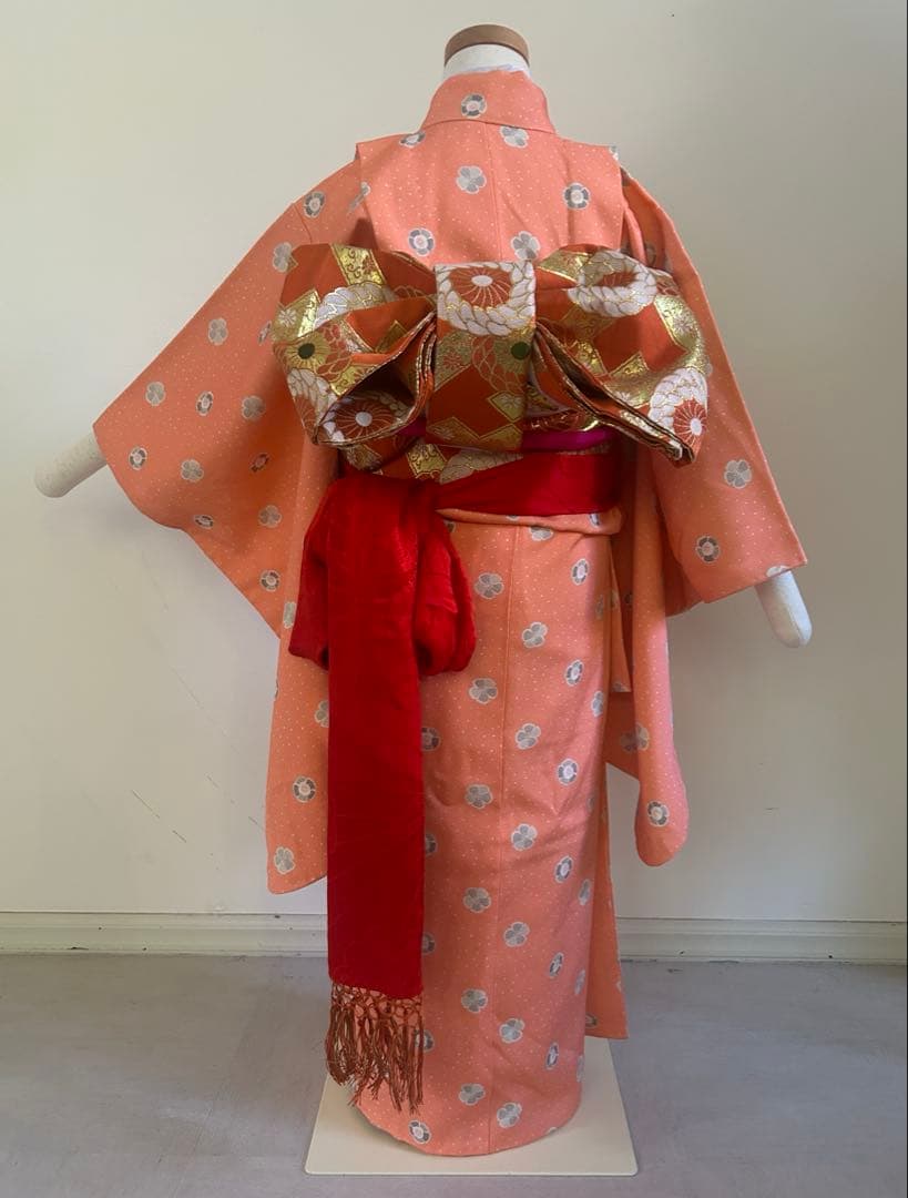 7歳　七五三　正絹着物　アンティーク帯　帯揚げ　帯締め　しごきセット