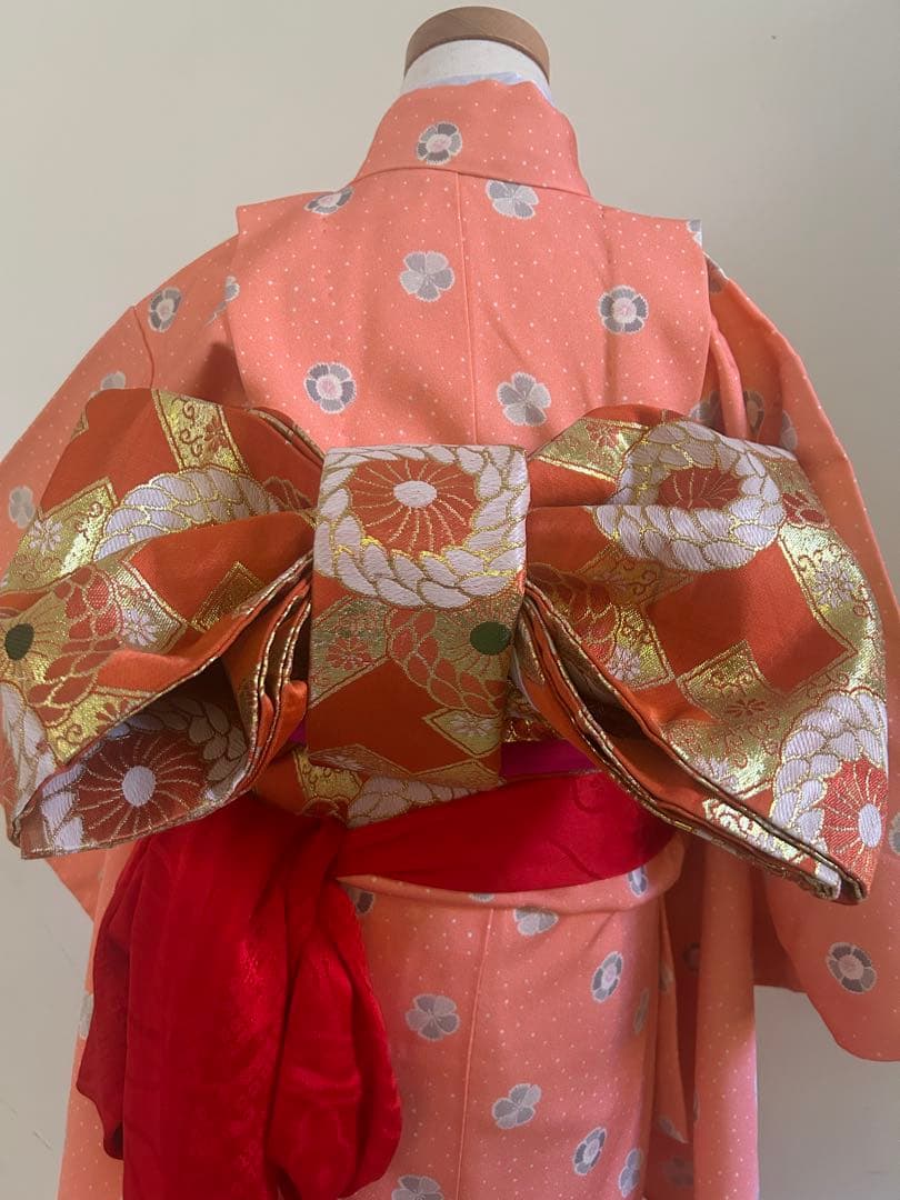 7歳　七五三　正絹着物　アンティーク帯　帯揚げ　帯締め　しごきセット