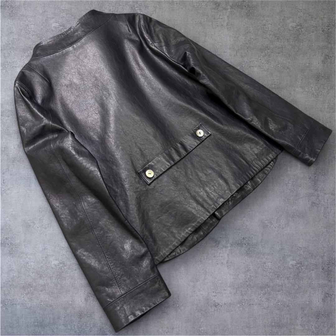 【新品】 パラスパレス ラムレザー ノーカラー ジャケット イタリア製 M相当