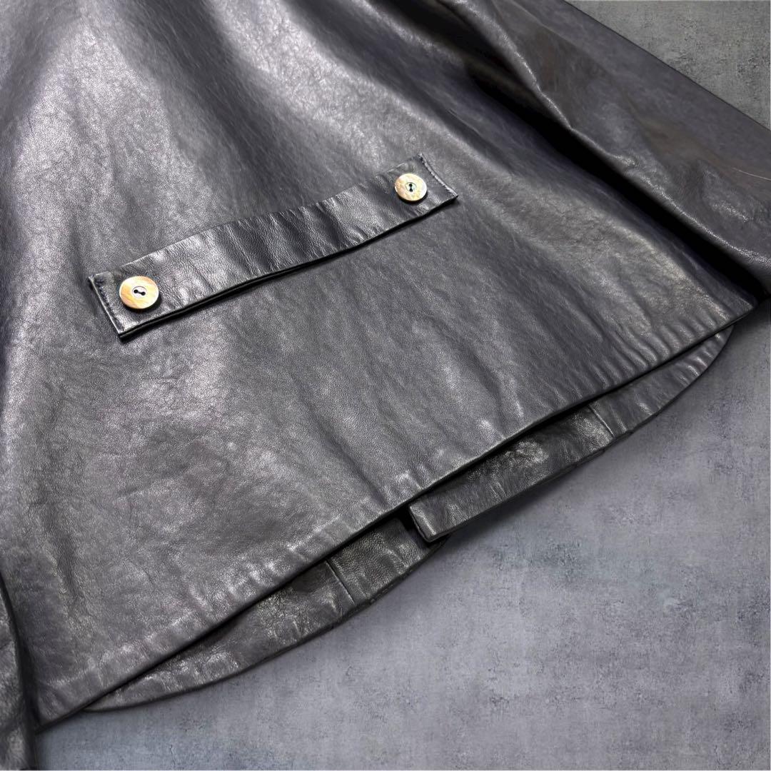 【新品】 パラスパレス ラムレザー ノーカラー ジャケット イタリア製 M相当
