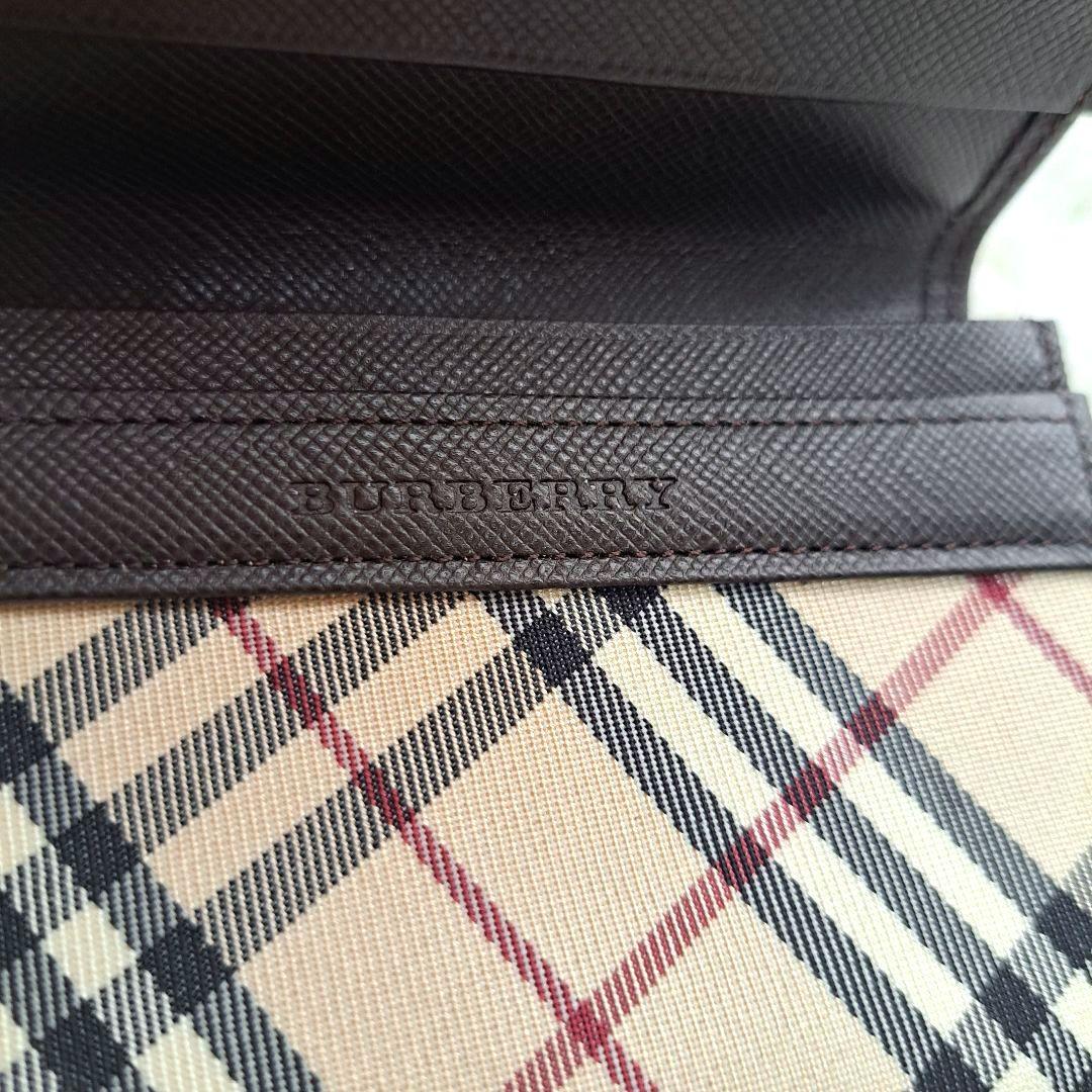 【未使用級】【バーバリー】ノバチェック レザー キャンバス名刺入れ カードケース