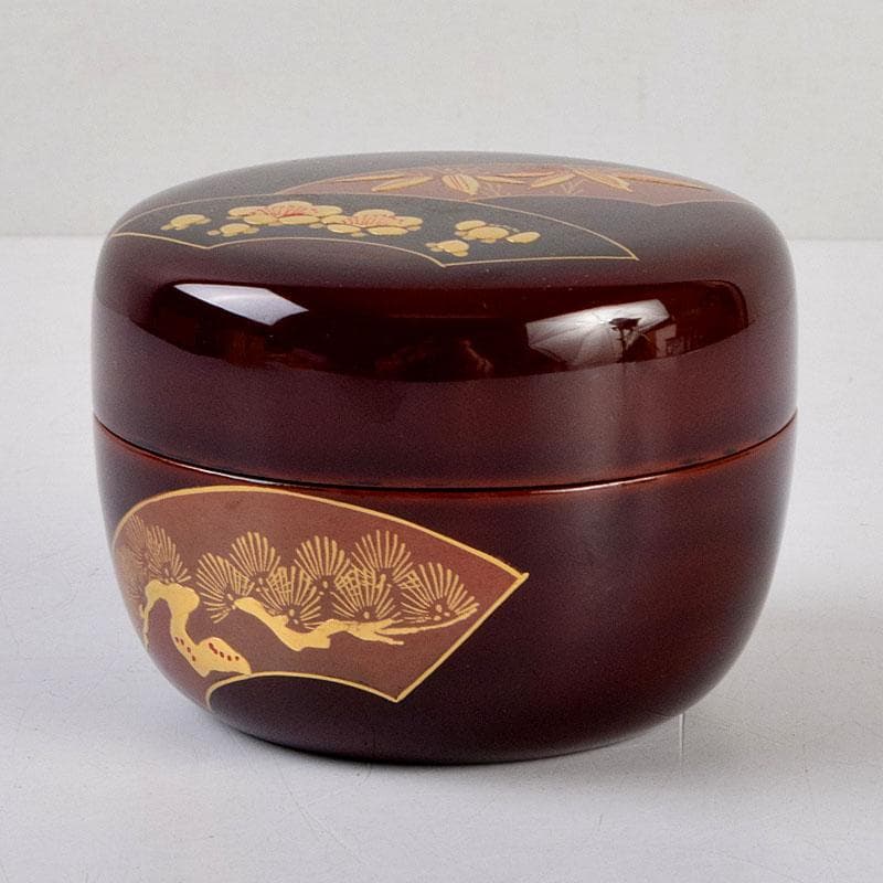 茶道具　雅康作　松竹梅蒔絵　平棗　共布共箱　V　8818