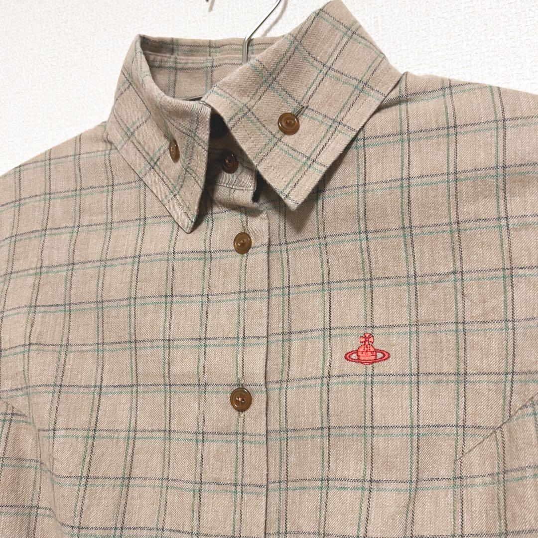 ヴィヴィアンウエストウッド　チェックシャツ　長袖　オーブ刺繍