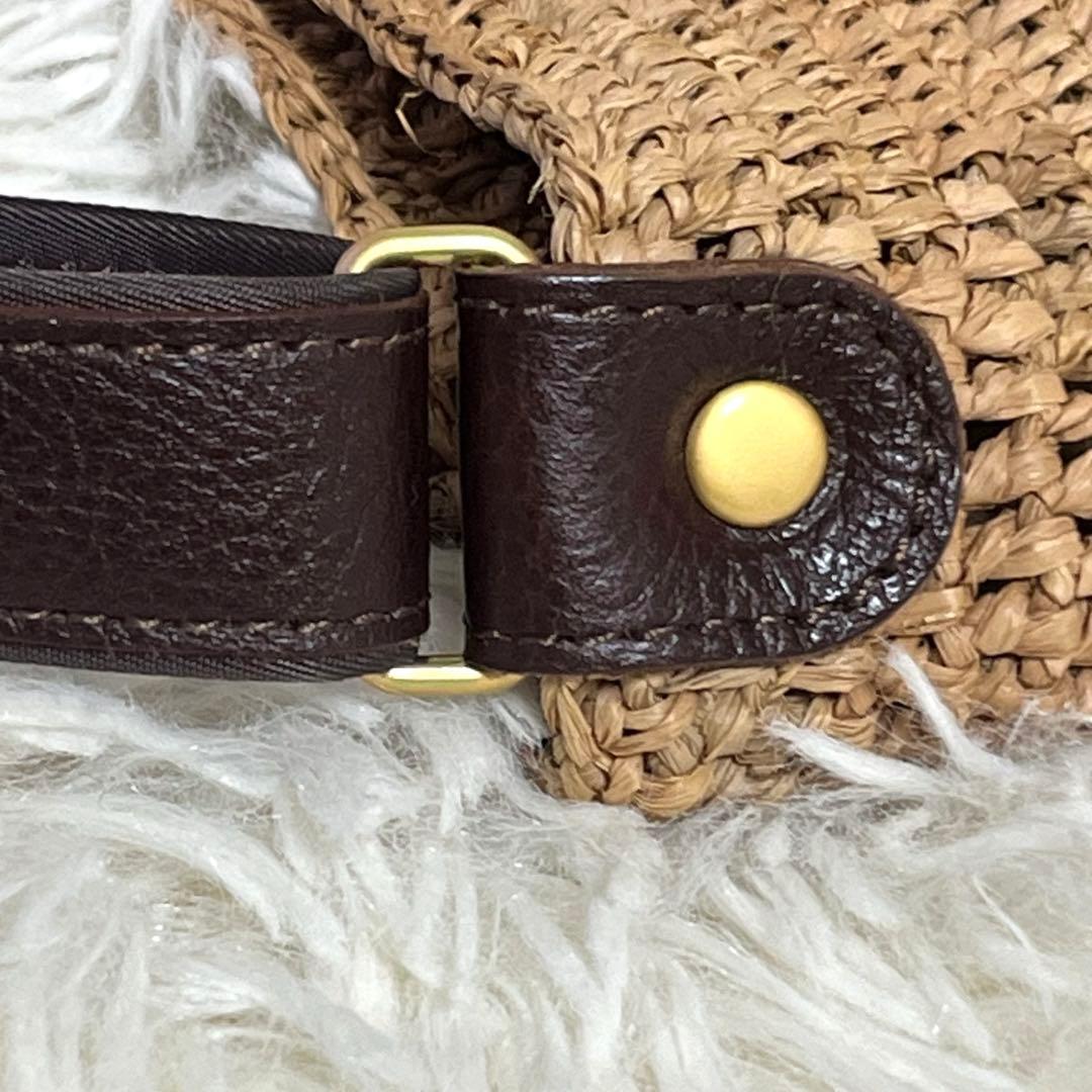 IBIZA かごバッグ ラフィア レザー　模様編み　ショルダーバッグ　2way