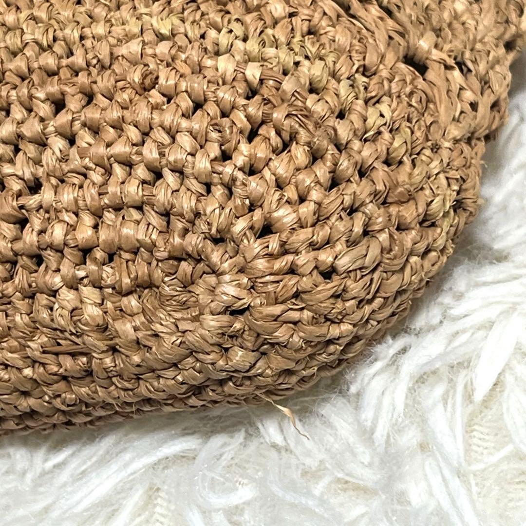 IBIZA かごバッグ ラフィア レザー　模様編み　ショルダーバッグ　2way