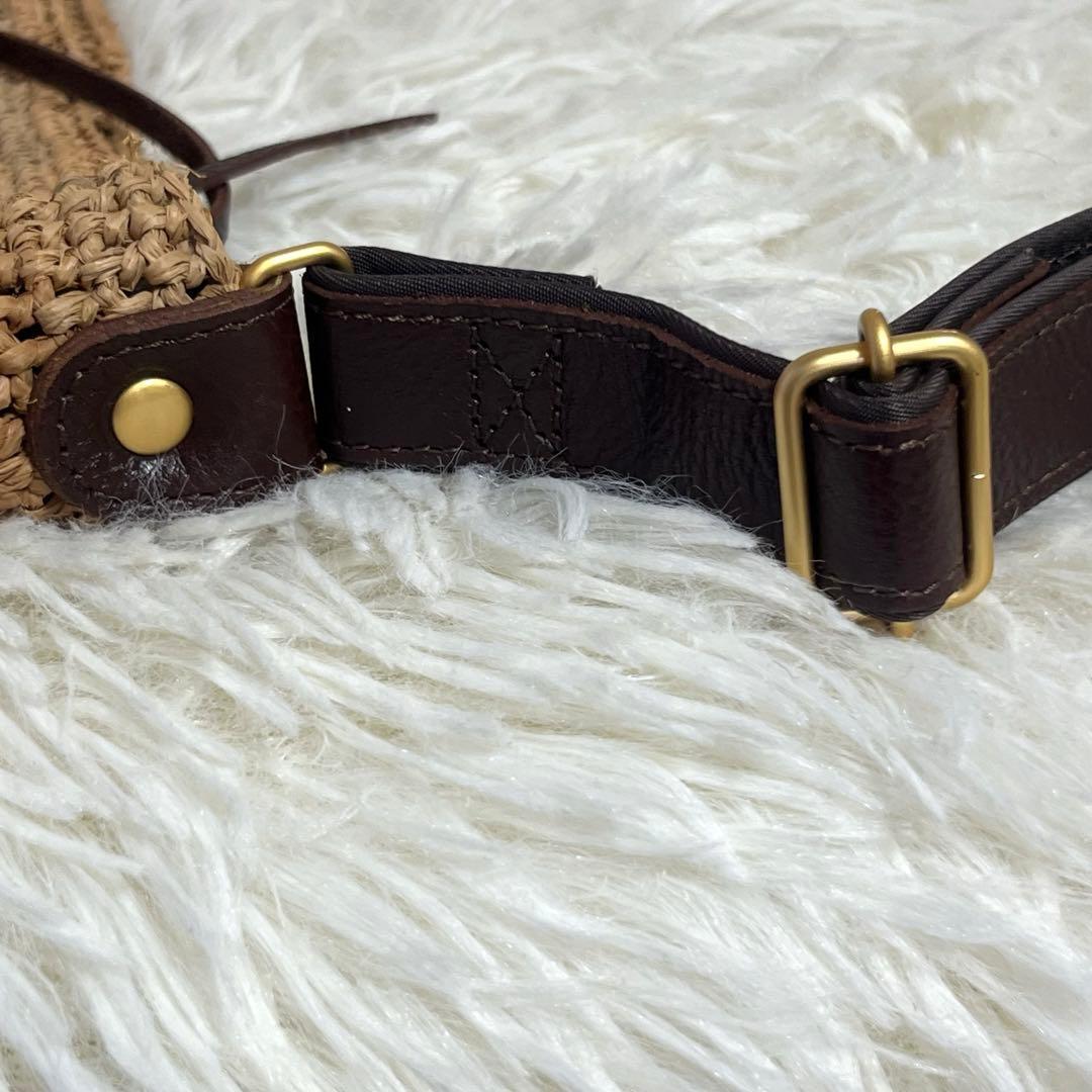 IBIZA かごバッグ ラフィア レザー　模様編み　ショルダーバッグ　2way