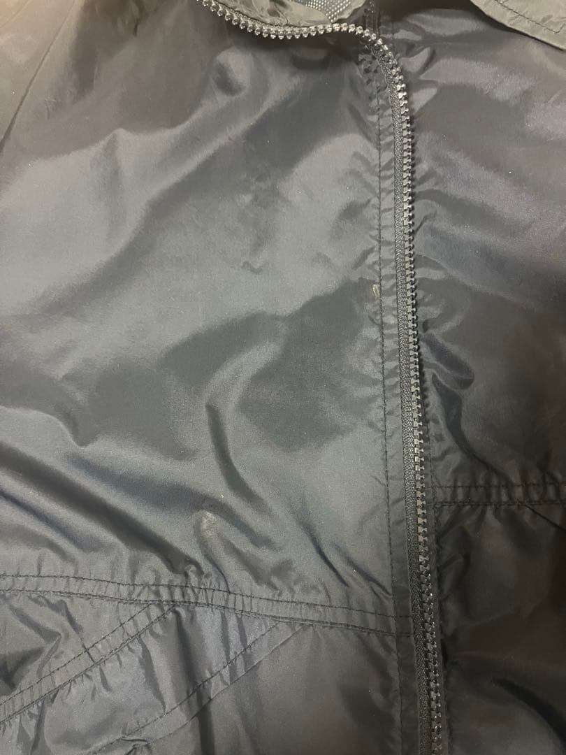 90s ARMANI JEANS ナイロンジャケット　短丈　ワイド　ネイビー