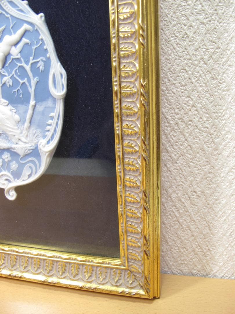 陶板画 カメオ 天使と美女 細密細工