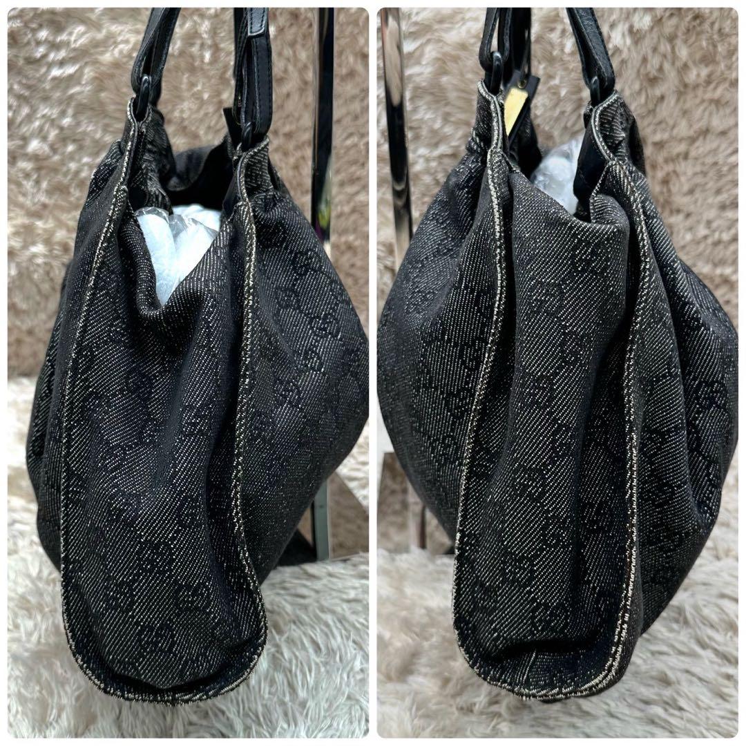 【美品】グッチ ハンドバッグ キャンバス シェリーライン GG グレー