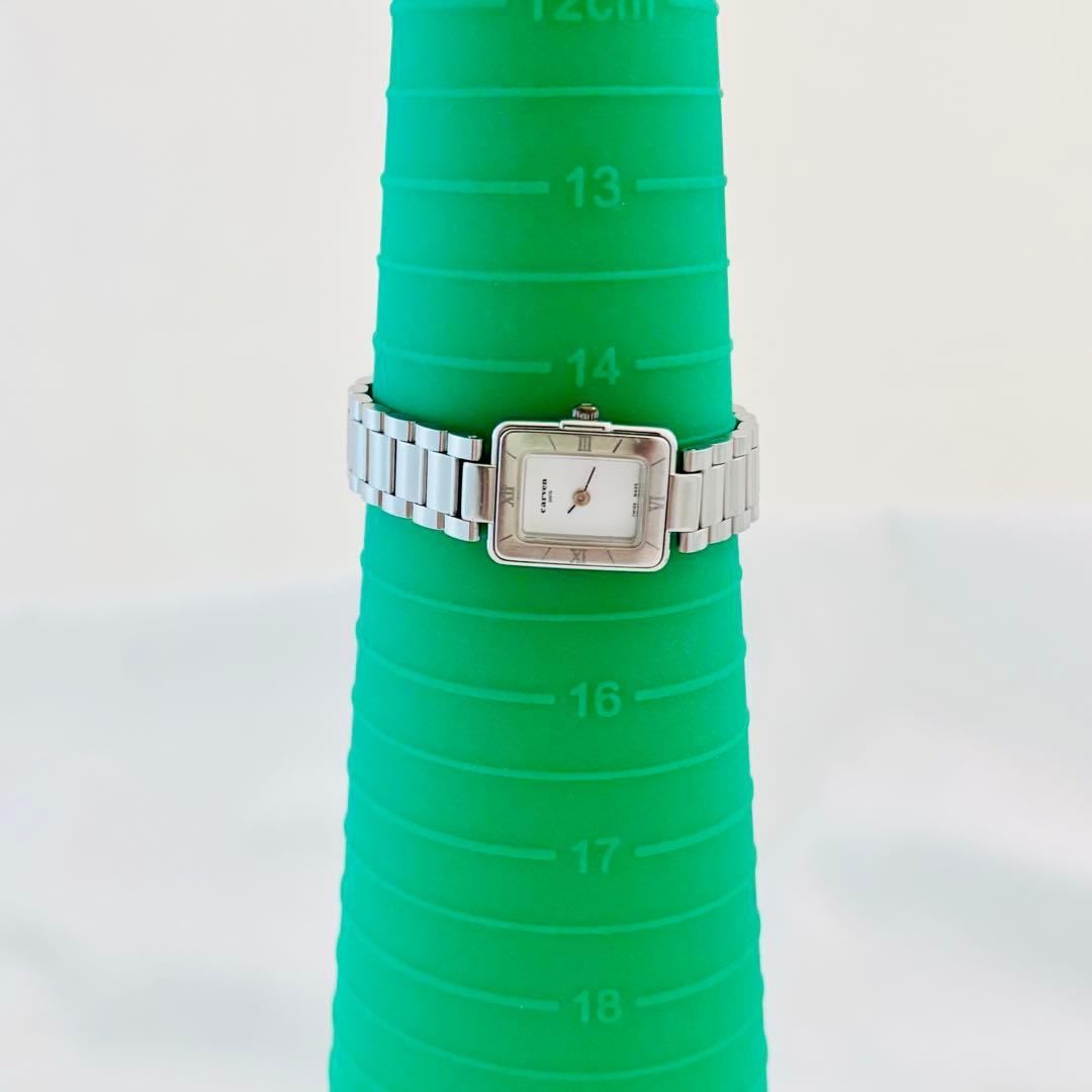 稼働 Carven カルヴェン 腕時計 スイス製 スクエア シルバー レディース