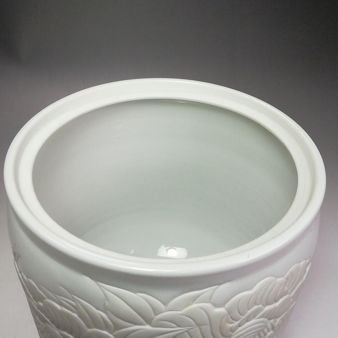 Ｓ３８４　水指　『出石焼』『花刻紋』『小嶋昇山作』　共箱　茶道具