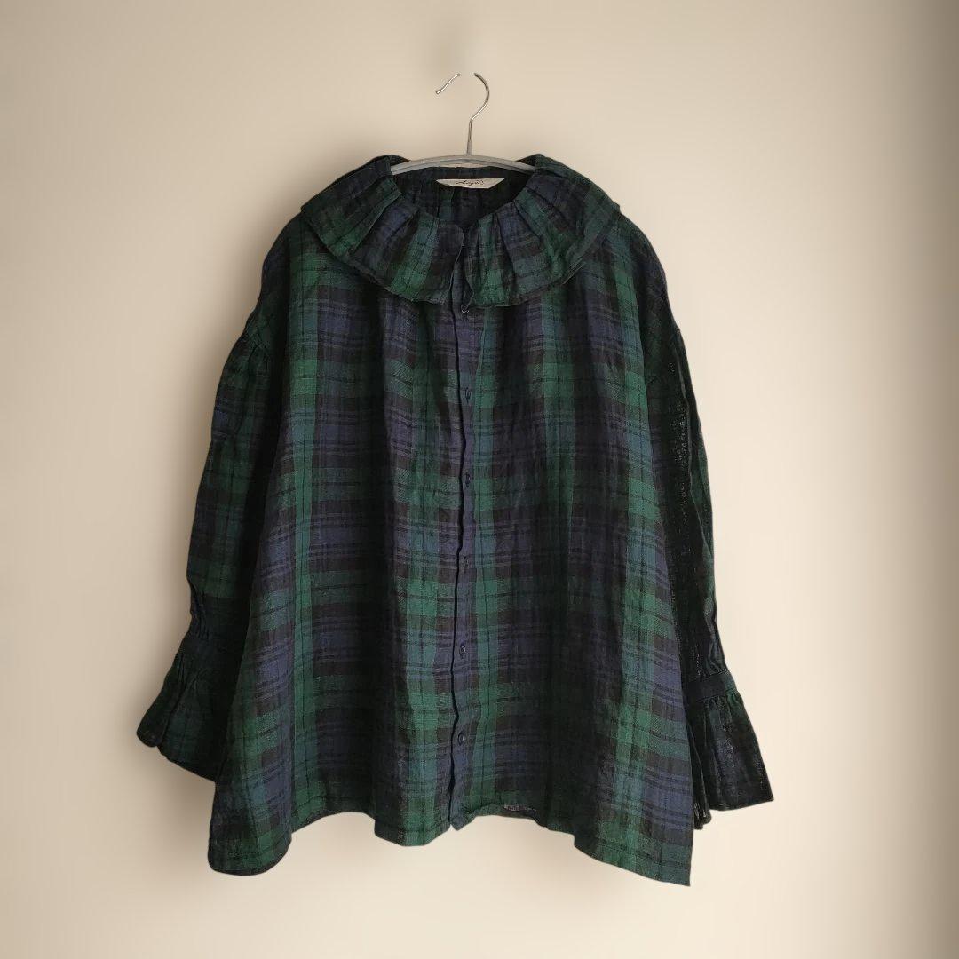 美品 ichi Antiquités リネンタータンフリルシャツ イチ