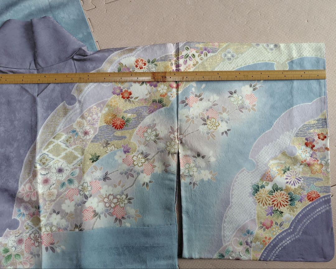 薄紫色 花柄刺繍 訪問着 未着用 裄67