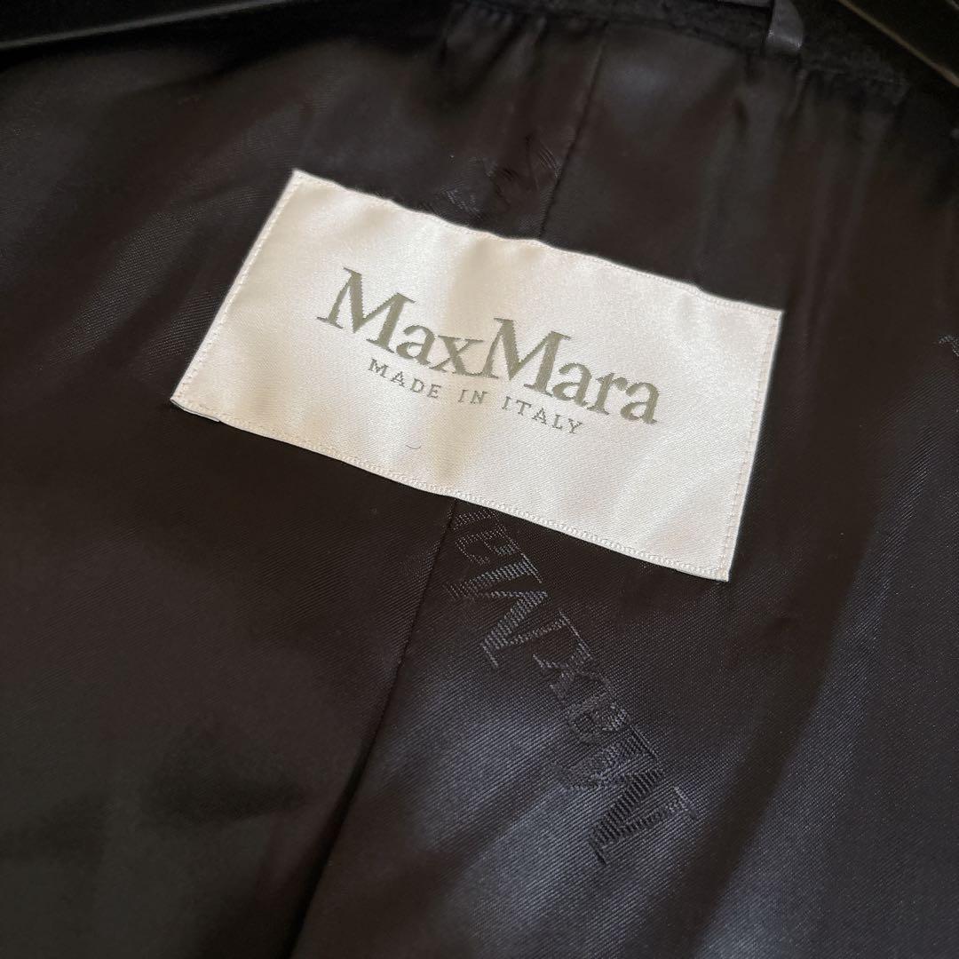 美品☆マックスマーラ 女優襟コート キャメル100% 白タグ ダークネイビー