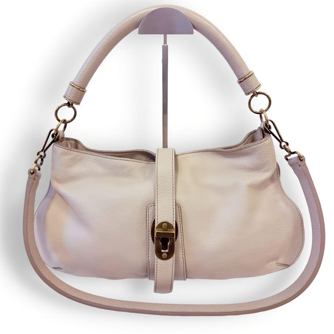 Burberry オールレザー ワンショルダーバック シャドーチェック 2way