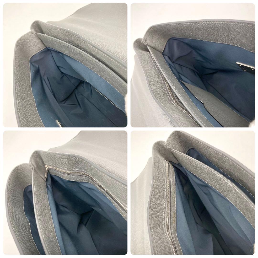 ここ！定価約50万✨ Valextra ビジネスバッグ 本革 グレー 鍵