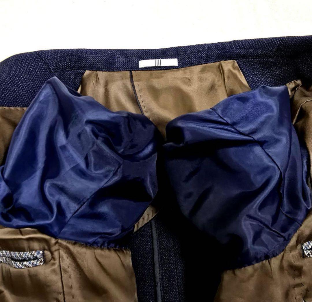 極美品 スーツセレクト セットアップ ビジネス SUPER110s ネイビー L