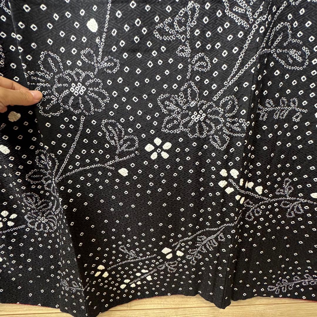 超美品　正絹　訪問着　付け下げ　着物　168裄69 トールサイズ　黒　白　絞り