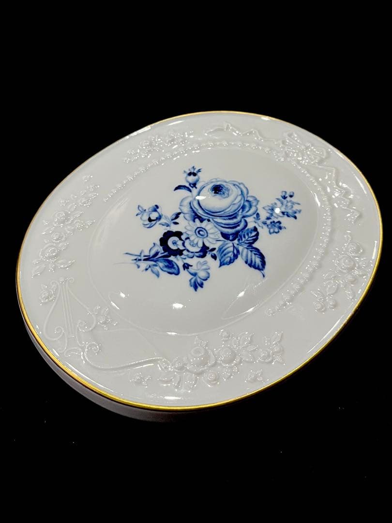 Meissen マイセン /※ 1級品 金彩 ブルーフラワー　レリーフ　陶板