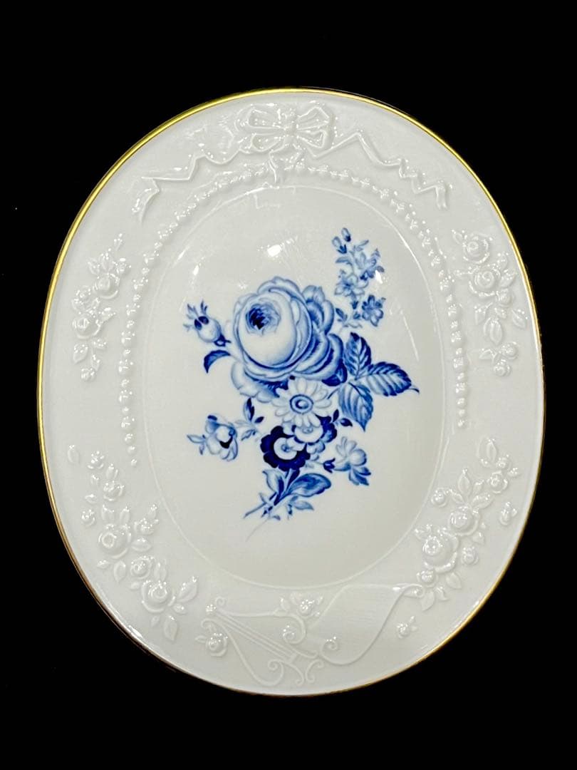 Meissen マイセン /※ 1級品 金彩 ブルーフラワー　レリーフ　陶板