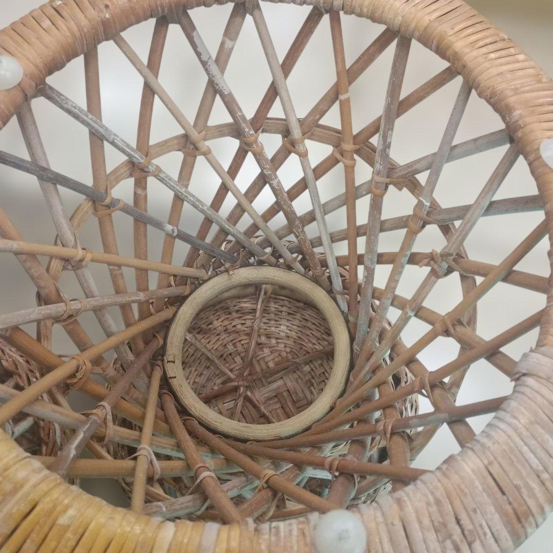 5140）ラタン　籐のスツール　丸椅子　チェア　２脚／昭和レトロ