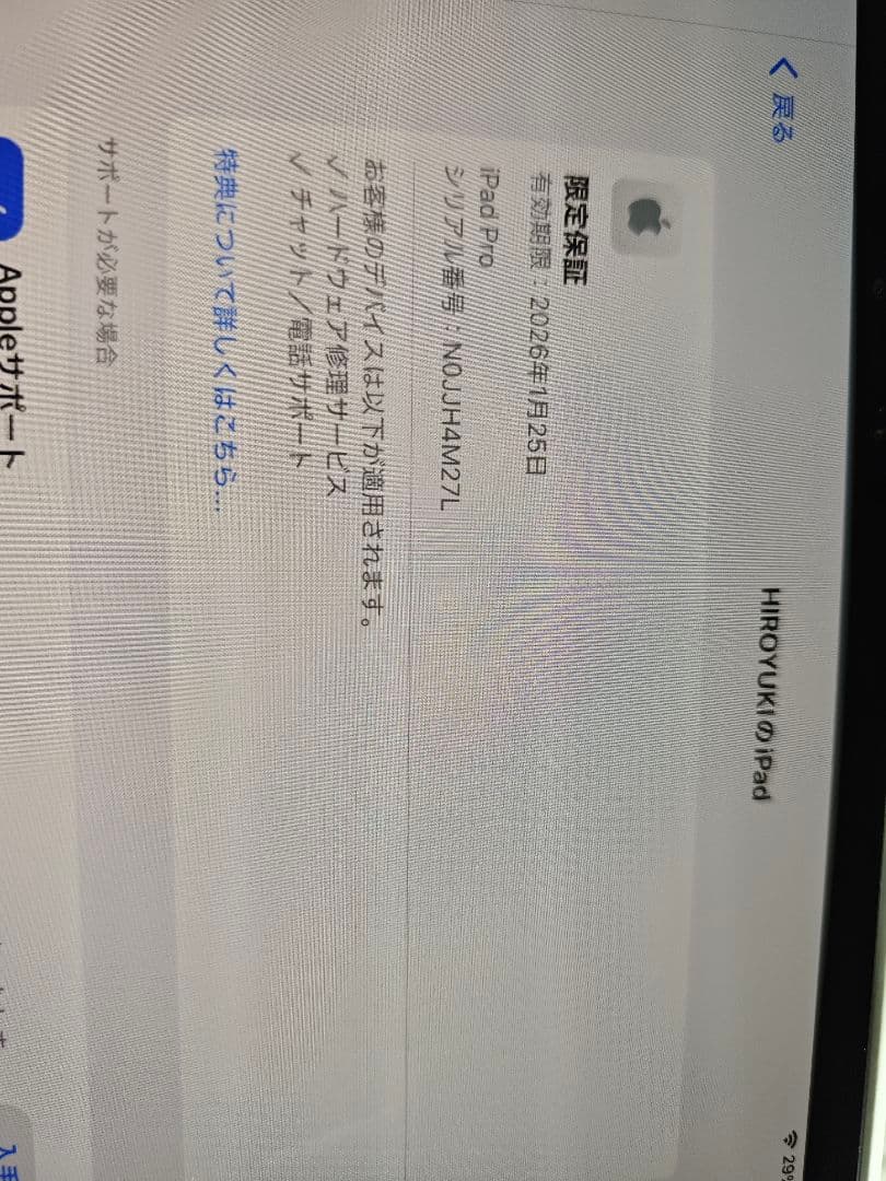 Apple iPad Pro 11インチM4 保証残あり　バッテリー100％