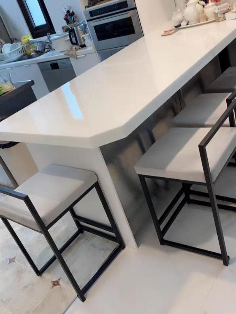 【2脚セット】座高75cm アイアン カウンターチェア ブラック 座面グレー