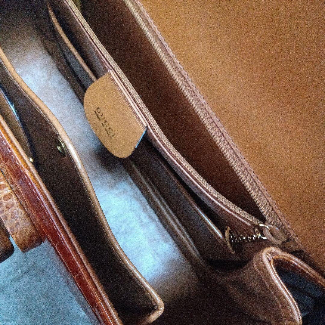 グッチバンブークロコブラウン ハンドバッグ