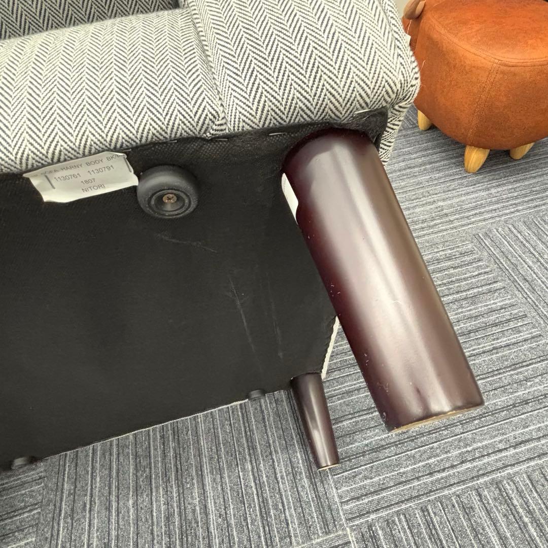 ニトリ 一人掛け ソファ 北欧調 ヘリンボーン ファブリック ブラック 5310