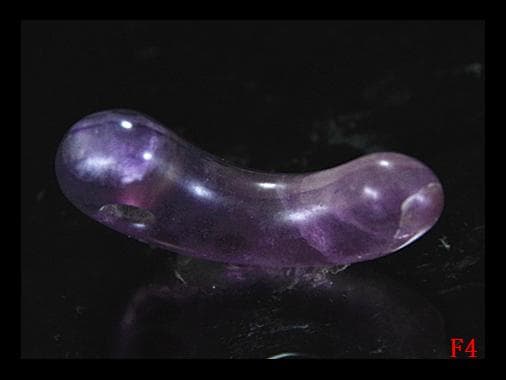 古墳期★虹入り★特有な結晶が見られ★紫色水晶製★コ字形勾玉　縄文時代出土石器