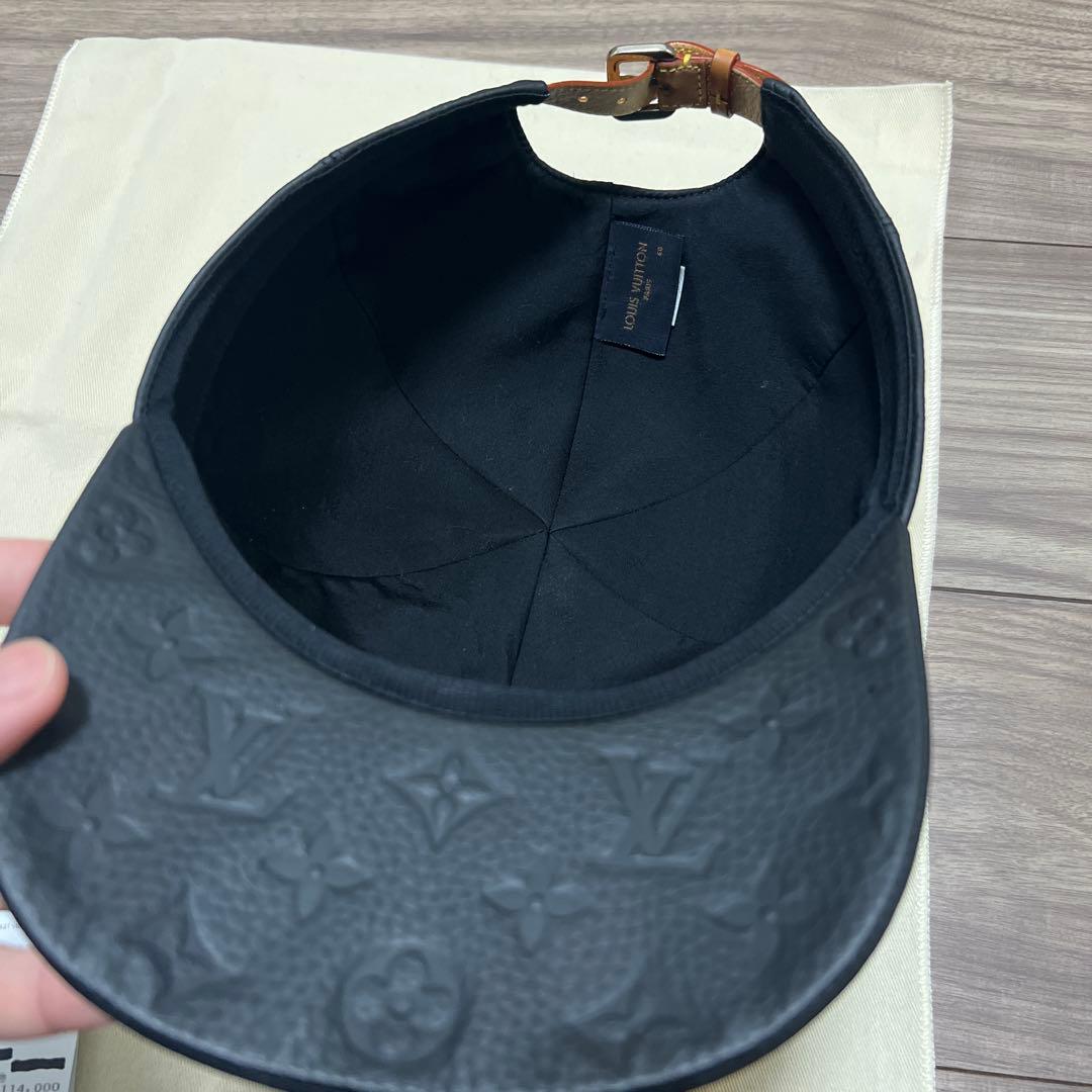 ルイヴィトン レザー モノグラム キャップ 黒 60 美品　値引き可