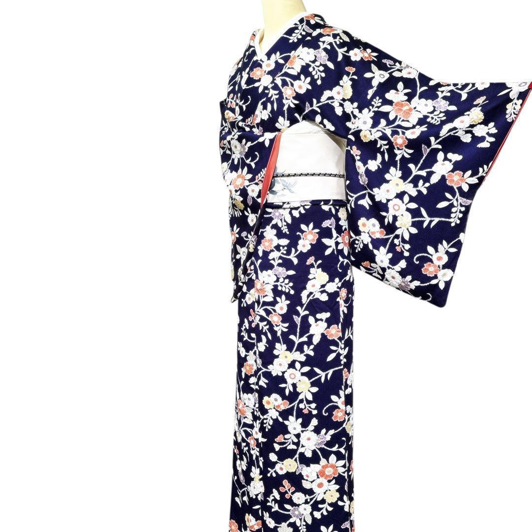 A112愛華 着物 小紋　絞り　辻ヶ花　正絹　美品　身丈162cm