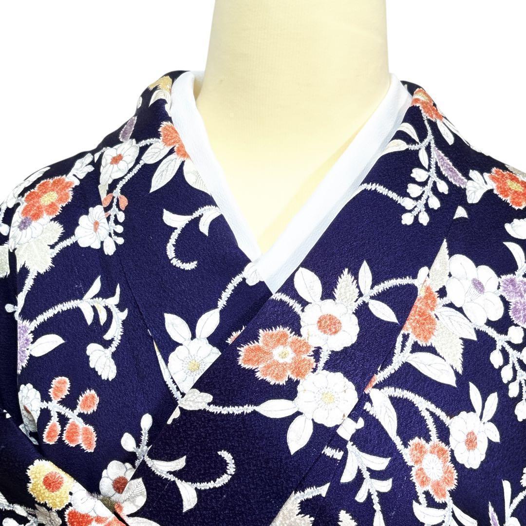 A112愛華 着物 小紋　絞り　辻ヶ花　正絹　美品　身丈162cm