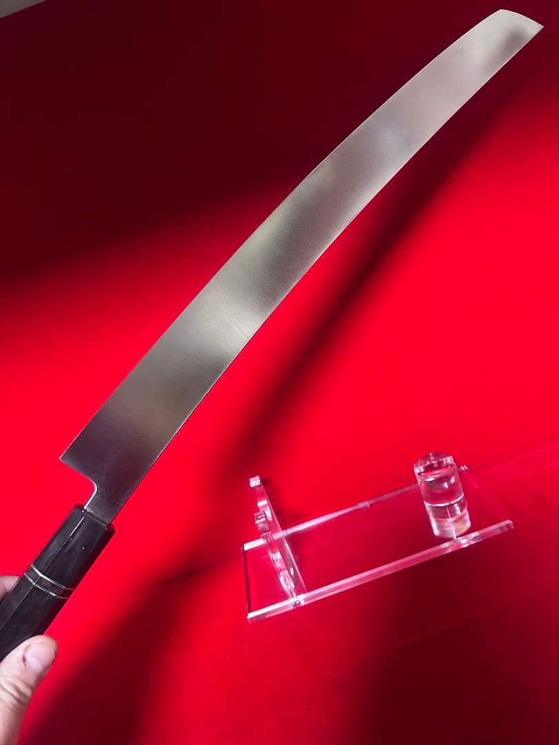 包丁　マグロ包丁　先丸型　尺三　鏡面仕上げ　切味抜群　箱付　未使用品