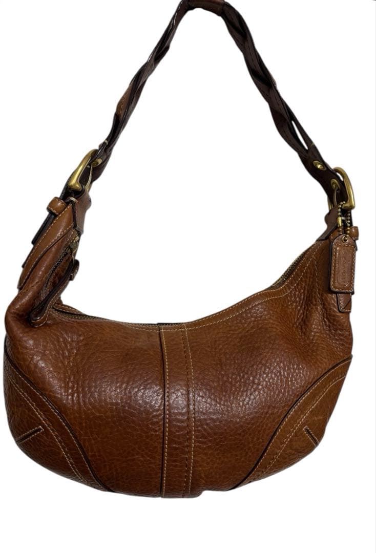 状態良好 オールドコーチ 10043 半月型 ワンハンドル レザー　茶　Y2K