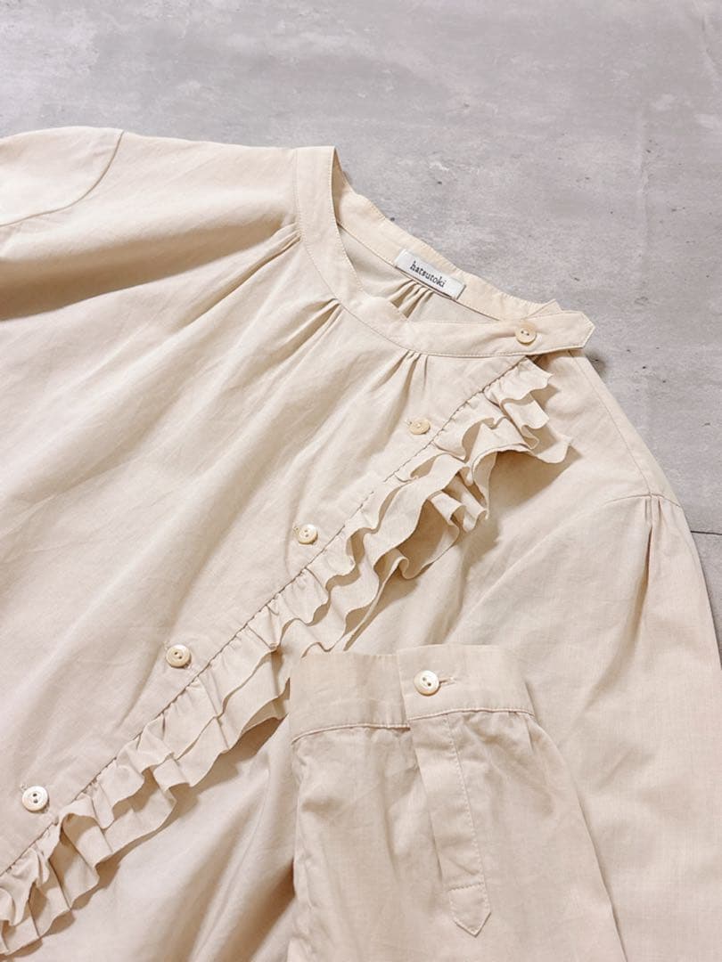 1/25終◆美品✨hatsutoki 西脇 ナチュラル 自然 ブラウス　播州織