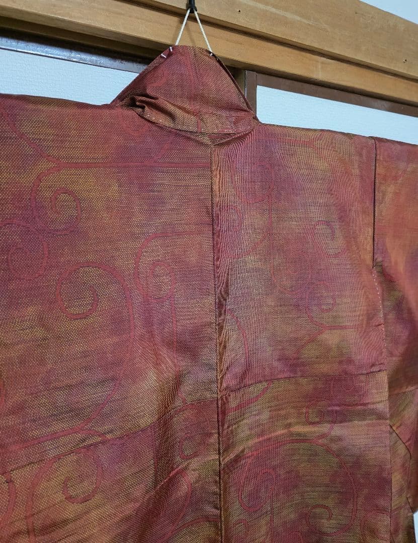 【七代目 都喜ヱ門】【手絣】未使用品 藤絹織物 大島紬 一元式 証紙 躾付き