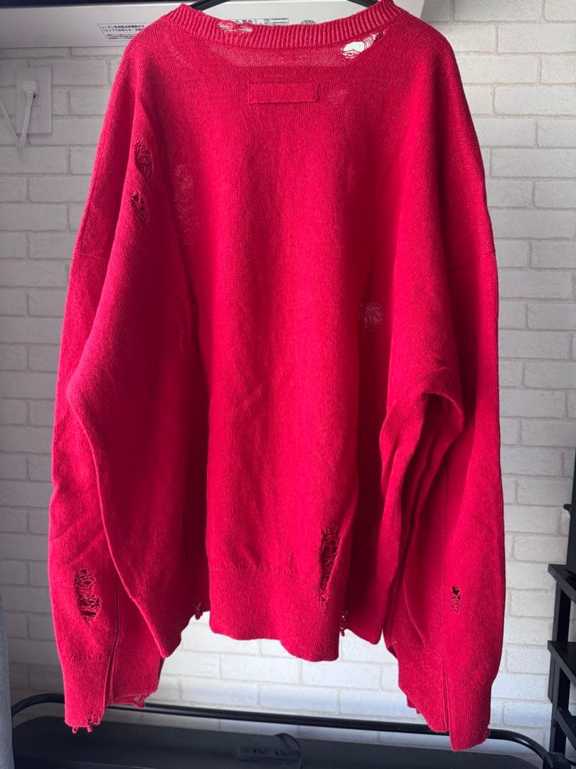 トップス stein 21ss Oversized Damaged Knit LS red