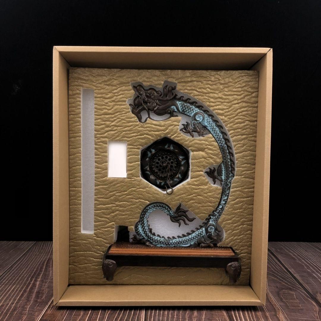 銅 細工 彩藍蓮華龍弔り式香炉 倒流香 装飾品 現代工芸品 美術品 置物