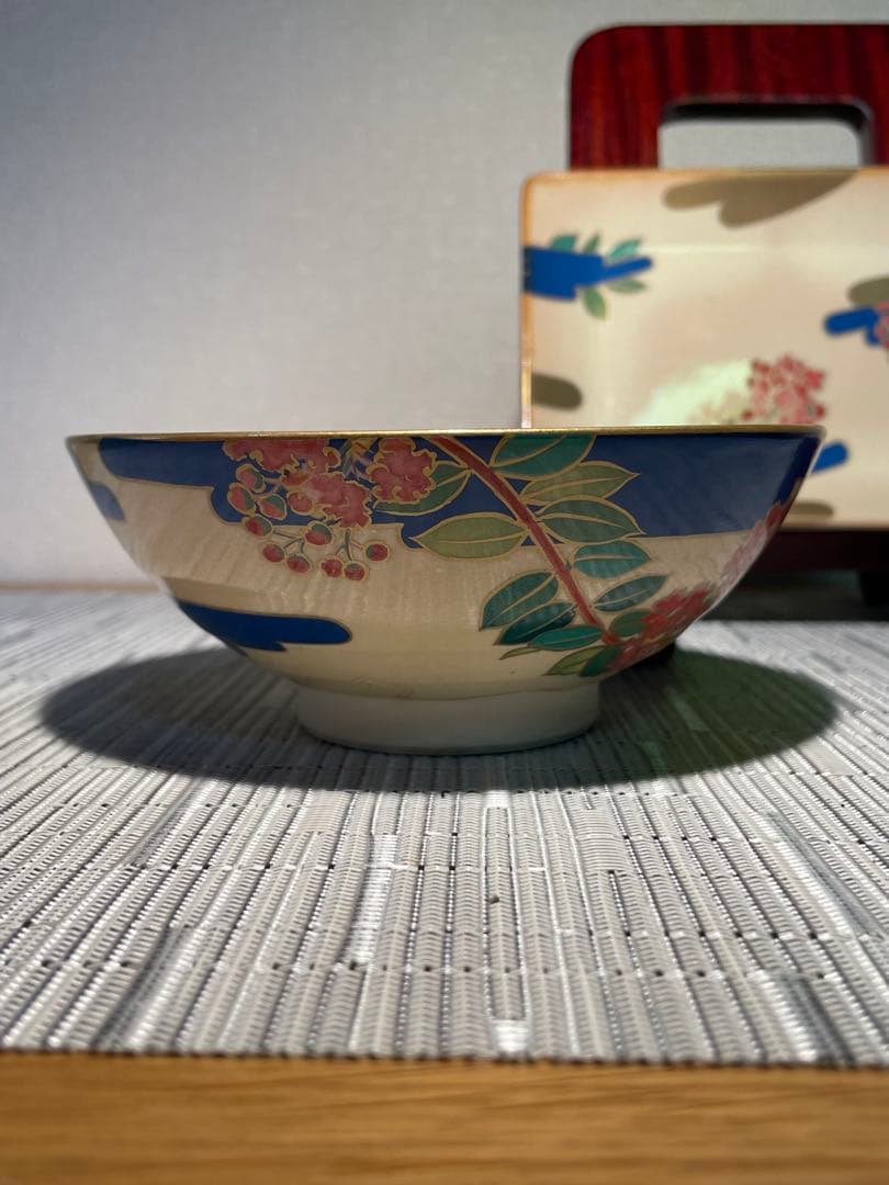 132桑野むつ子 京都 御所の花十二ヶ月【8月百日紅】抹茶椀・和陶皿 しおり付