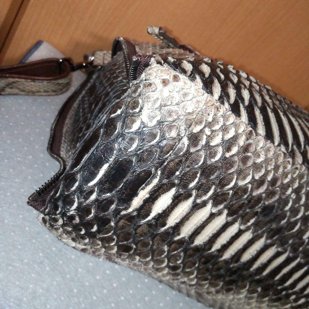 専用☆セール男女兼用☆高級皮革パイソン２wayショルダーバック試着程度の保管品