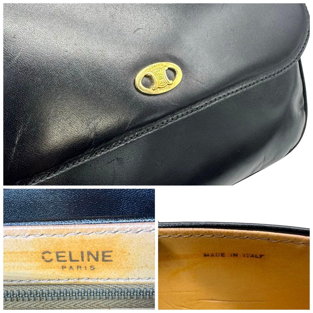 美品 CELINE 袋付 トリオンフ金具 レザー ショルダーバッグ F/07
