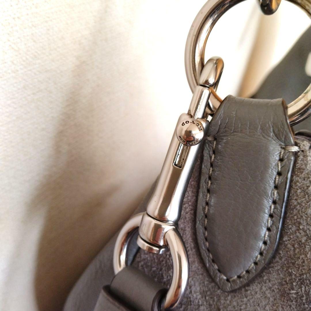 COACH レザーペニーショルダーバッグ 2Way　グレー　レザースウェード切替