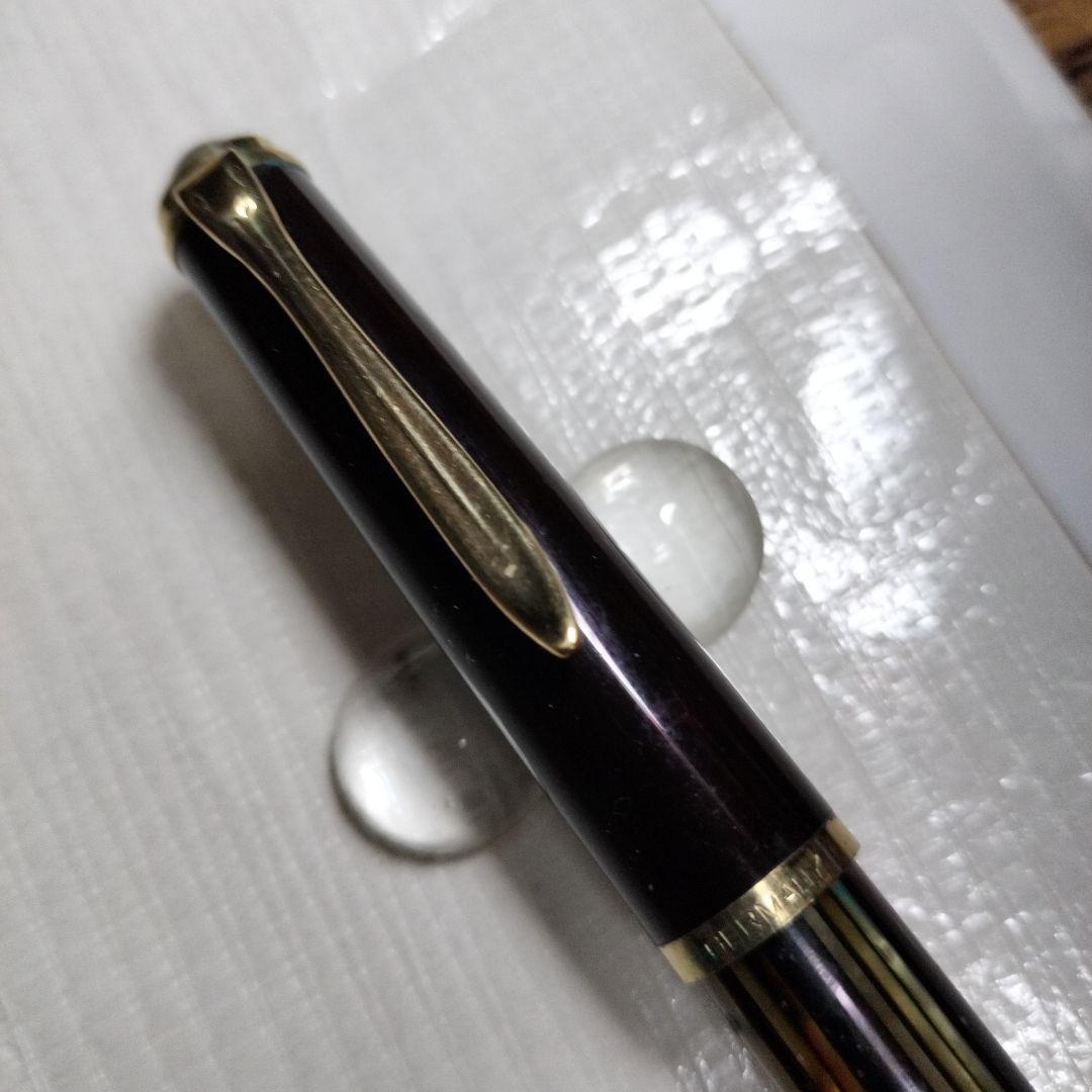 Pelikan400茶縞18K750万年筆字幅B吸入式